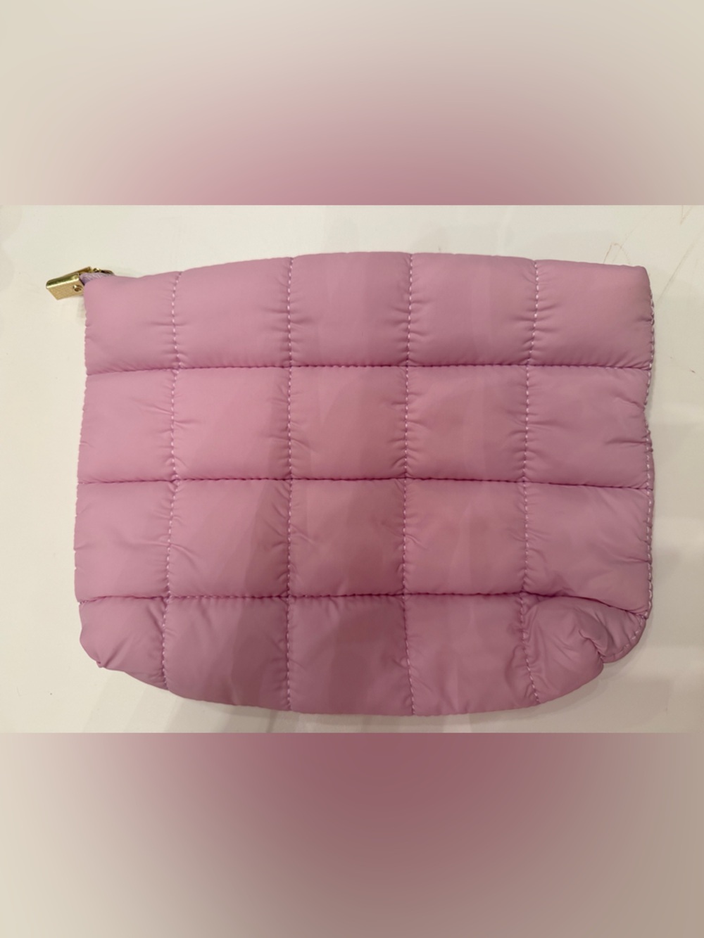 tarte Quilted Bubblegum Pink Makeup Pouch with Gold Zipper